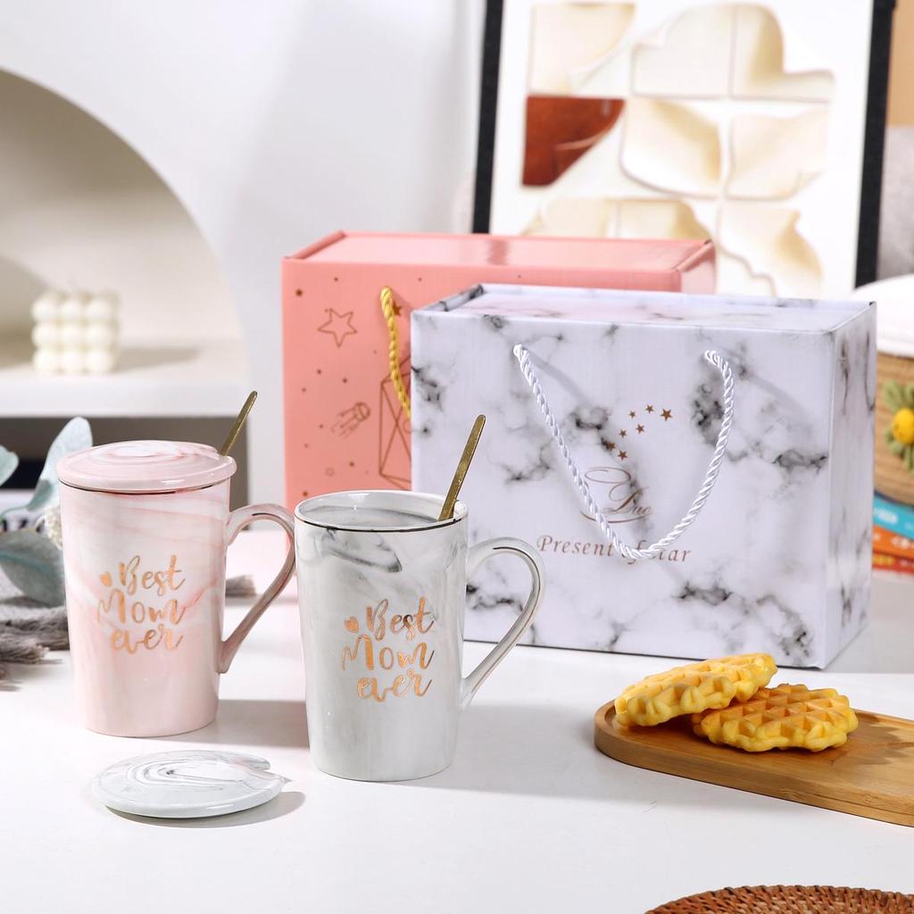 Muttertags-Geburtstags-Souvenir-Tasse mit Deckel & Löffel - Keramiktasse für Mama