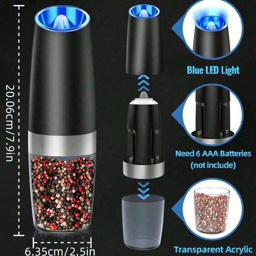 1 Stück Elektrisches Salz- und Pfeffermühlen-Set, Salz- oder Pfeffermühle, Einstellbarer Mahlgrad, Batteriebetrieben