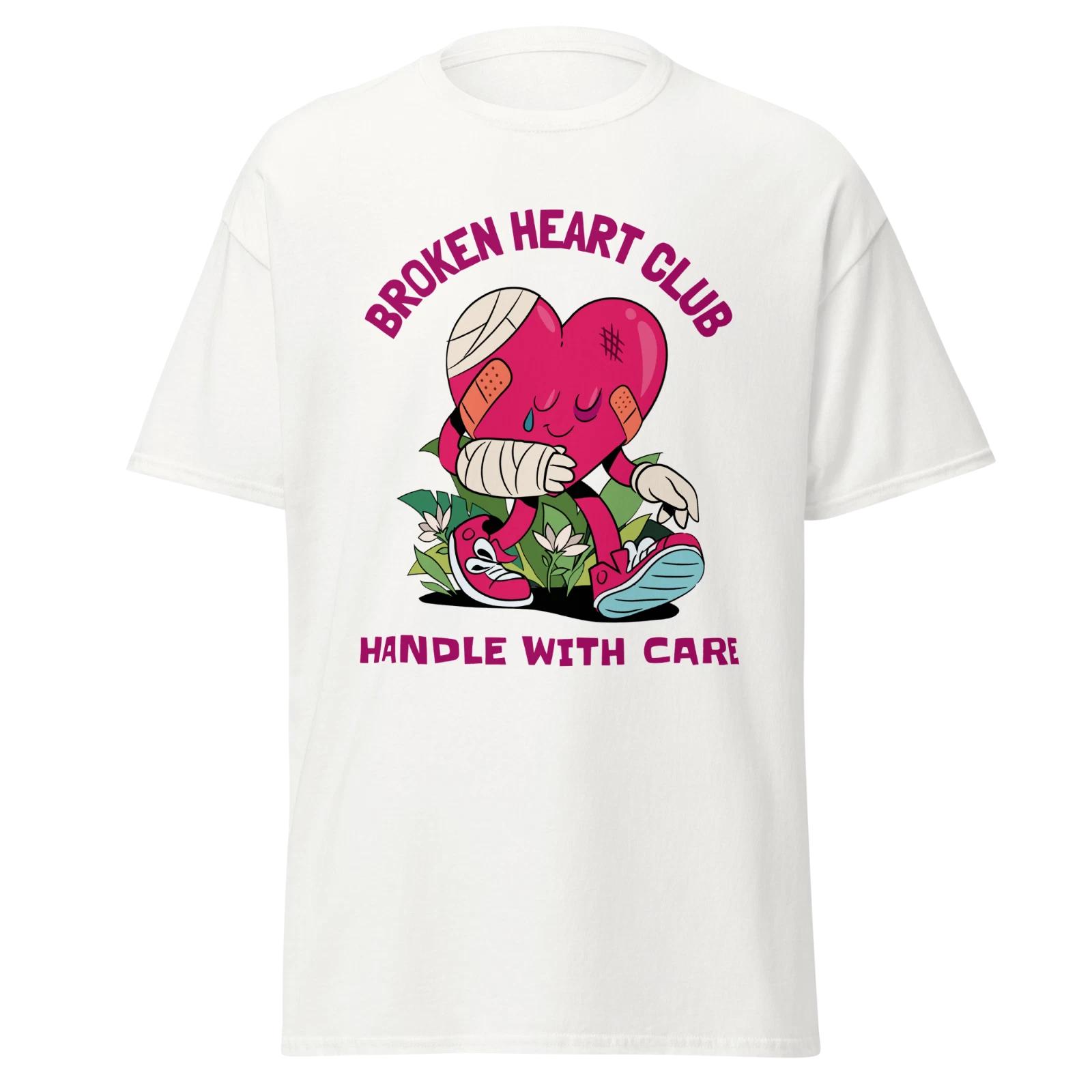 Mens T Shirt Broken Heart Club Handle With Care Cotton Tee XL