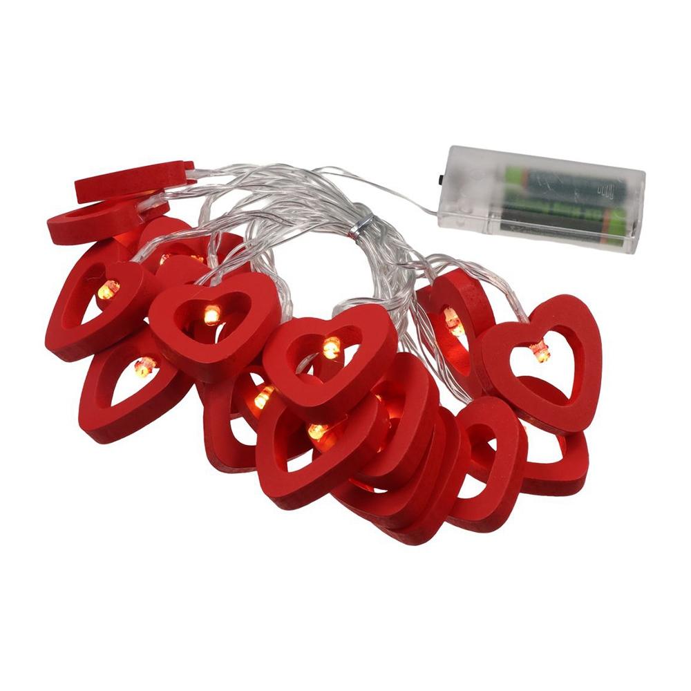 Wooden Fairy Lights Romantic Night Light LED Heart Shaped String Lights  Valentine's Day