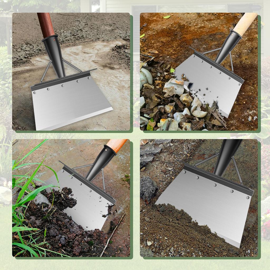 2Pcs Multifunctional Cleaning Shovels Manganese Steel Garden Cleaning Flat Shovel Scraper for Grass Camping Weeding Planting