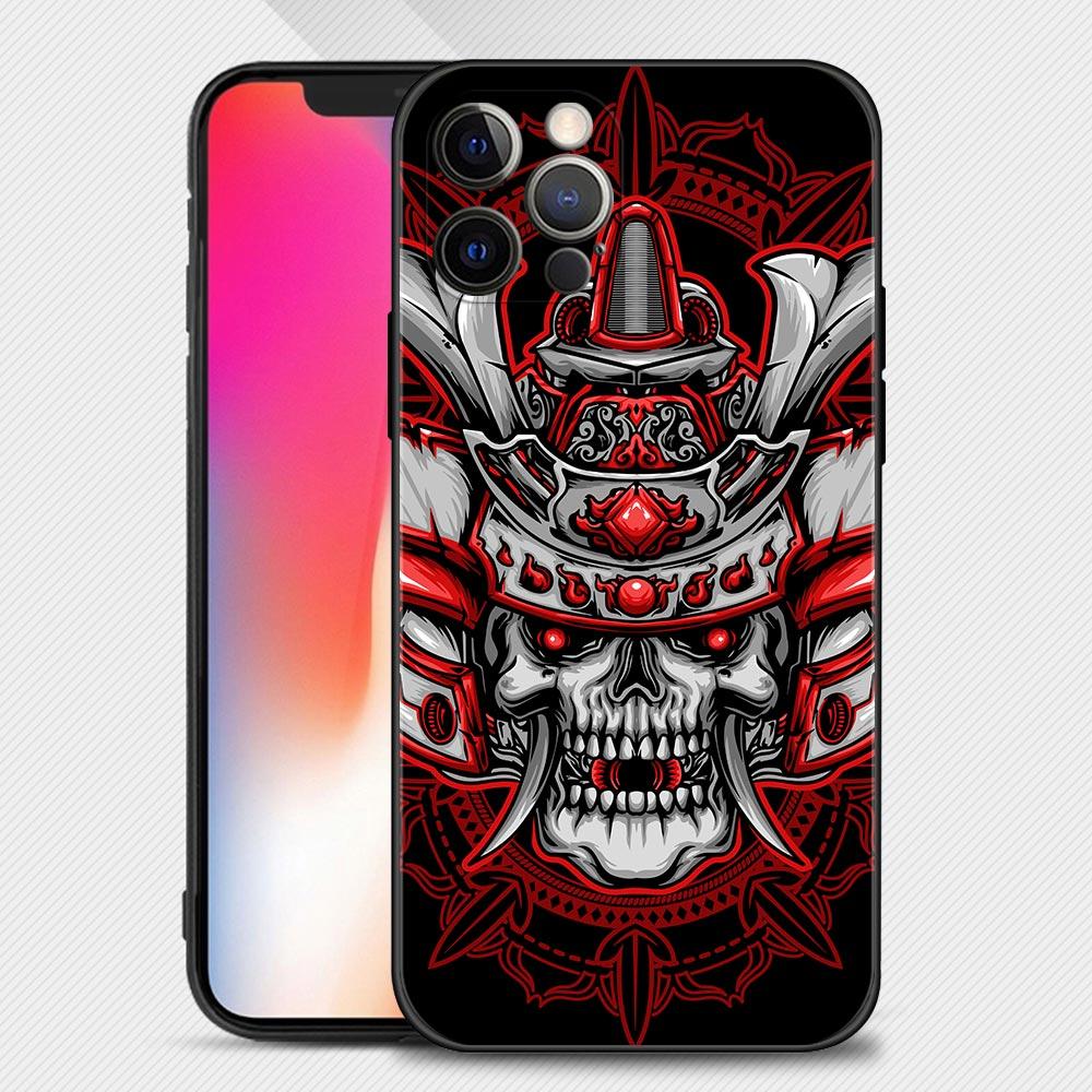 Japan Samurai Oni Mask Case For Apple iPhone 14 13 12 11 Pro Max Mini XS Max XR X 7 8 6 6S Plus Phone Shell Capa