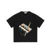 Black T Shirt with Cassette Tape and Pencil Graphic Design for Casual Wear