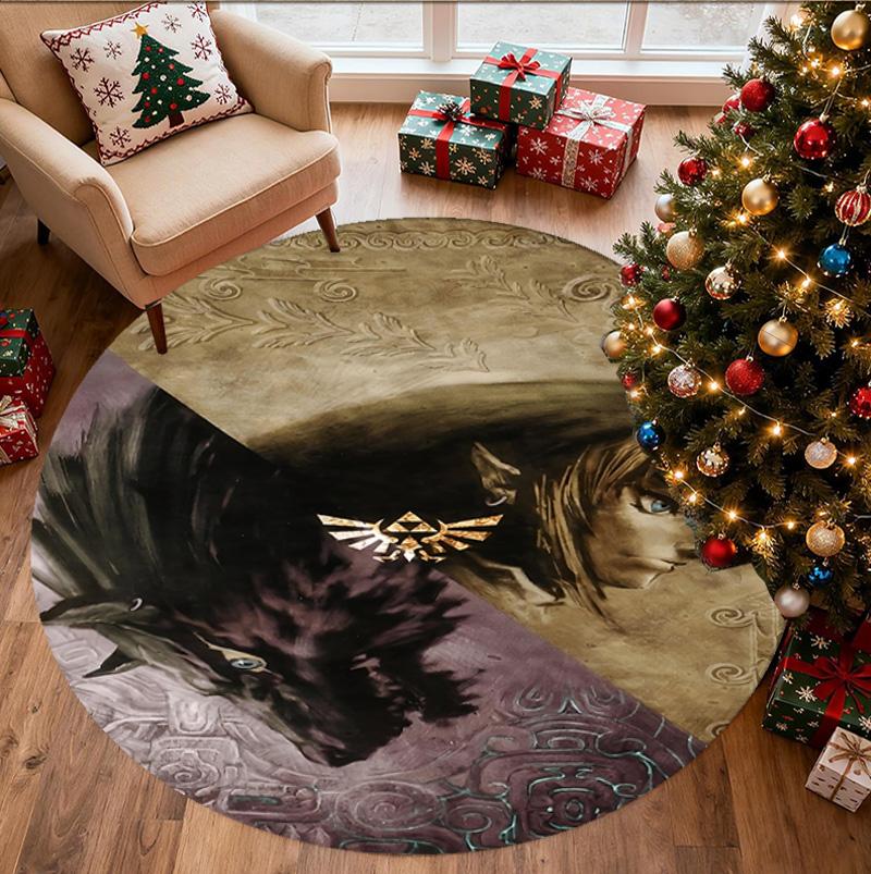 The Legend of Zelda Pattern Round Rug, Indoor/Outdoor Mat, for Picnic, Gameroom, Bedroom, Office, Living Room, Home Decor Carpet, Birthday Gift