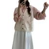 Women's Korean V-Neck Knit Cardigan Vest - Autumn/Winter Loose Sleeveless Layering Sweater