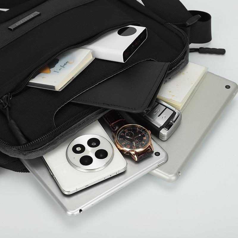 Durable Crossbody Bag Men's Large Capacity Water-Repellent Shoulder Bag Commuter Business Handbag