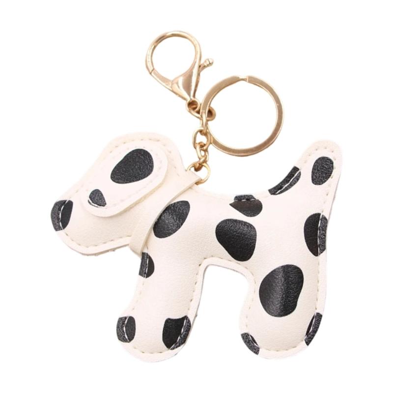 

Multi Purpose Spotted Dog PU Keychain Accessory For Cars And Bags Featuring Sturdy Alloy Clip Keychain Pendant