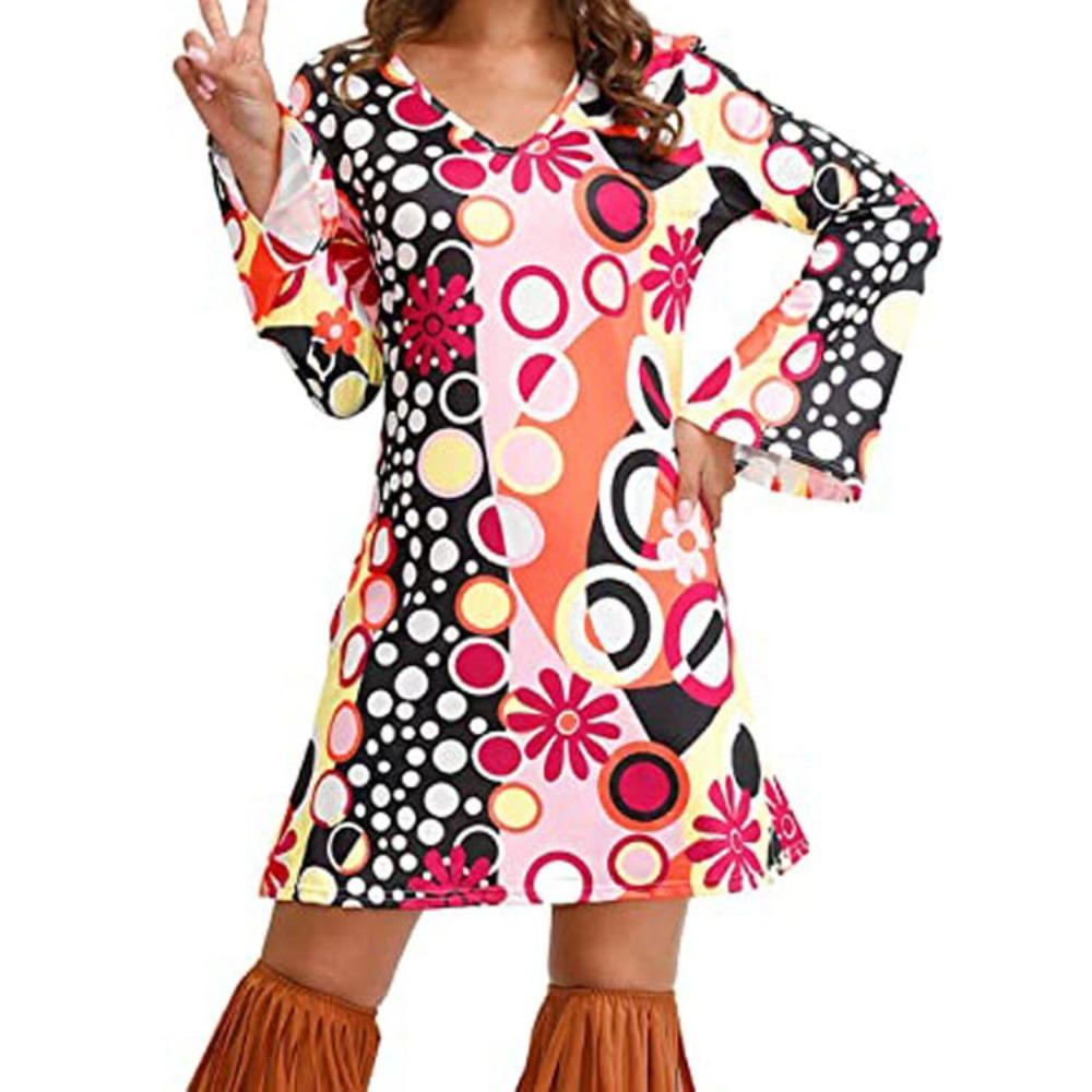 70s Hippie Halloween Printed Women's Dress
