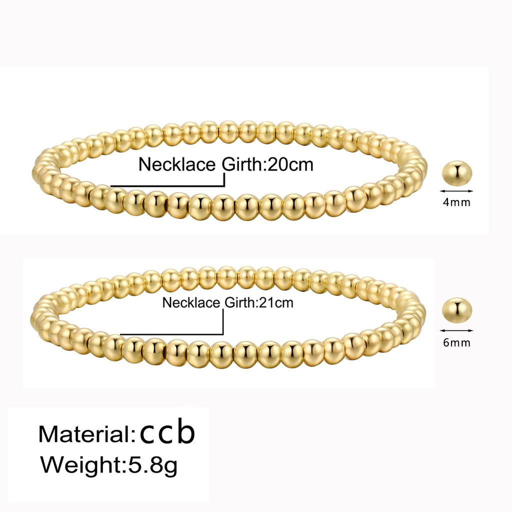 Hot-selling Bracelet Simple Round Bead Bracelet Gold Retro American CCB Elastic Beaded Bracelet