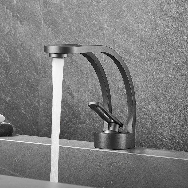 Creative All Copper Bathroom Faucet with Hollow out Design - Dual Use Hot And Cold Minimalist Washbasin for Home And Cabinet Dec
