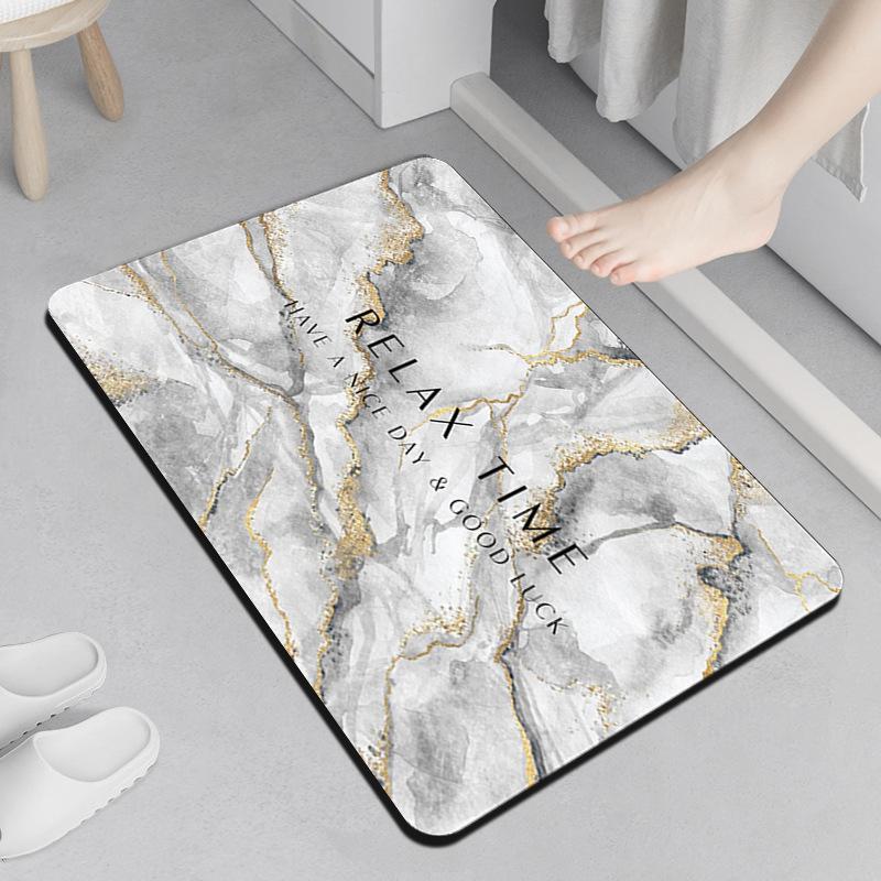 Nordic Light Luxury Style Bathroom Diatom Mud Water Absorption Pad Toilet Foot Pad Household Bathroom Door Rubber Anti Slip Floor Mat