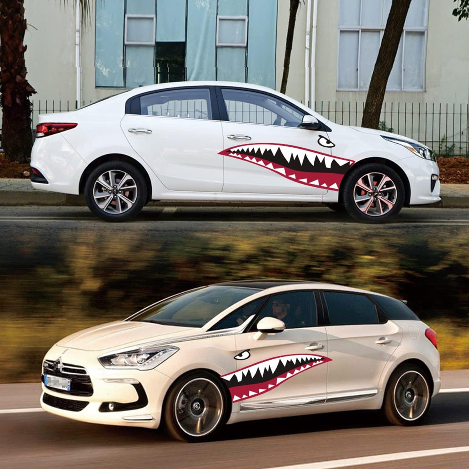 

Shark Mouth Car Decal, PVC Shark Teeth Sticker for Car SUV Van Truck, Pack of 2 (Type A) Type B
