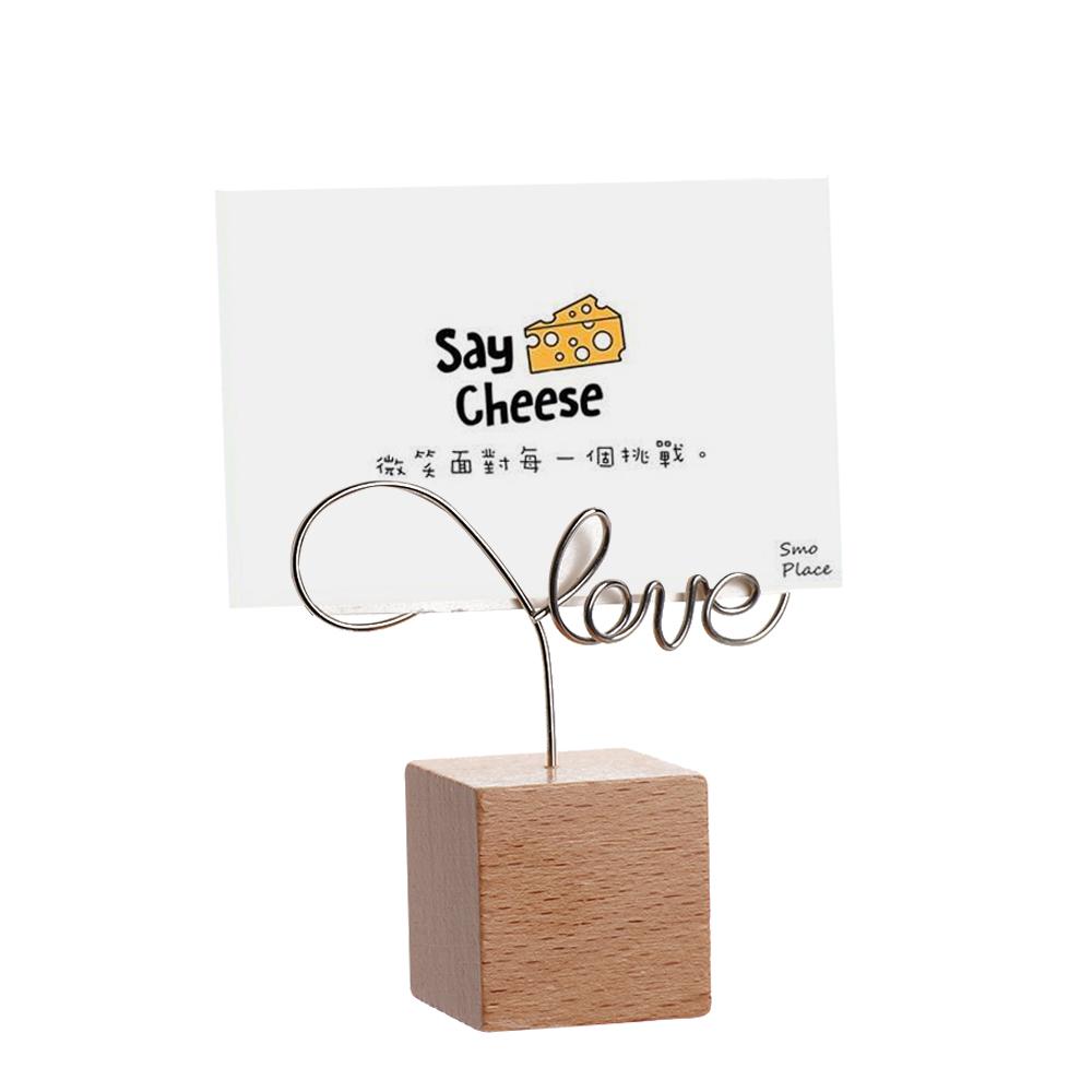 1 PC Metal Desktop Ornaments Simplicity Picture Frame Photo Clip Memo Holder Square Wooden