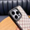 Applicable To IPhone16 Leather Mobile Phone Case Side Diamond Apple 15proMax Trendy Diamond 14 Protective Case