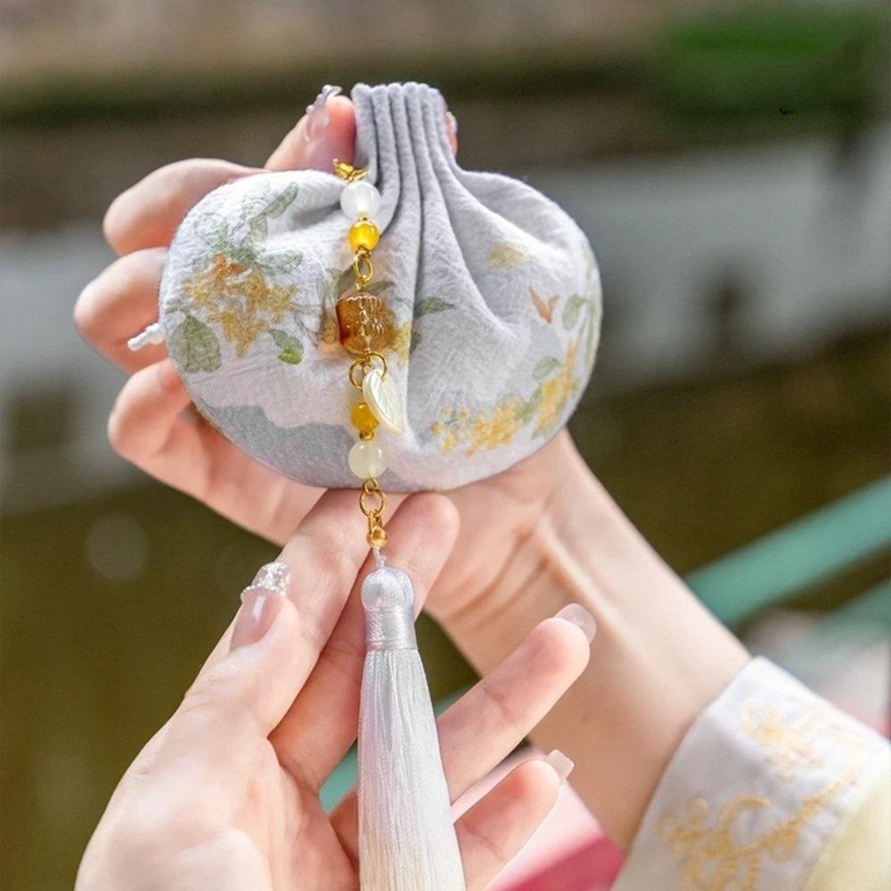 Zen Inspired Ancient Style Sachet Handmade Empty Bag Elegant Lotus Bag Mid Autumn Festival