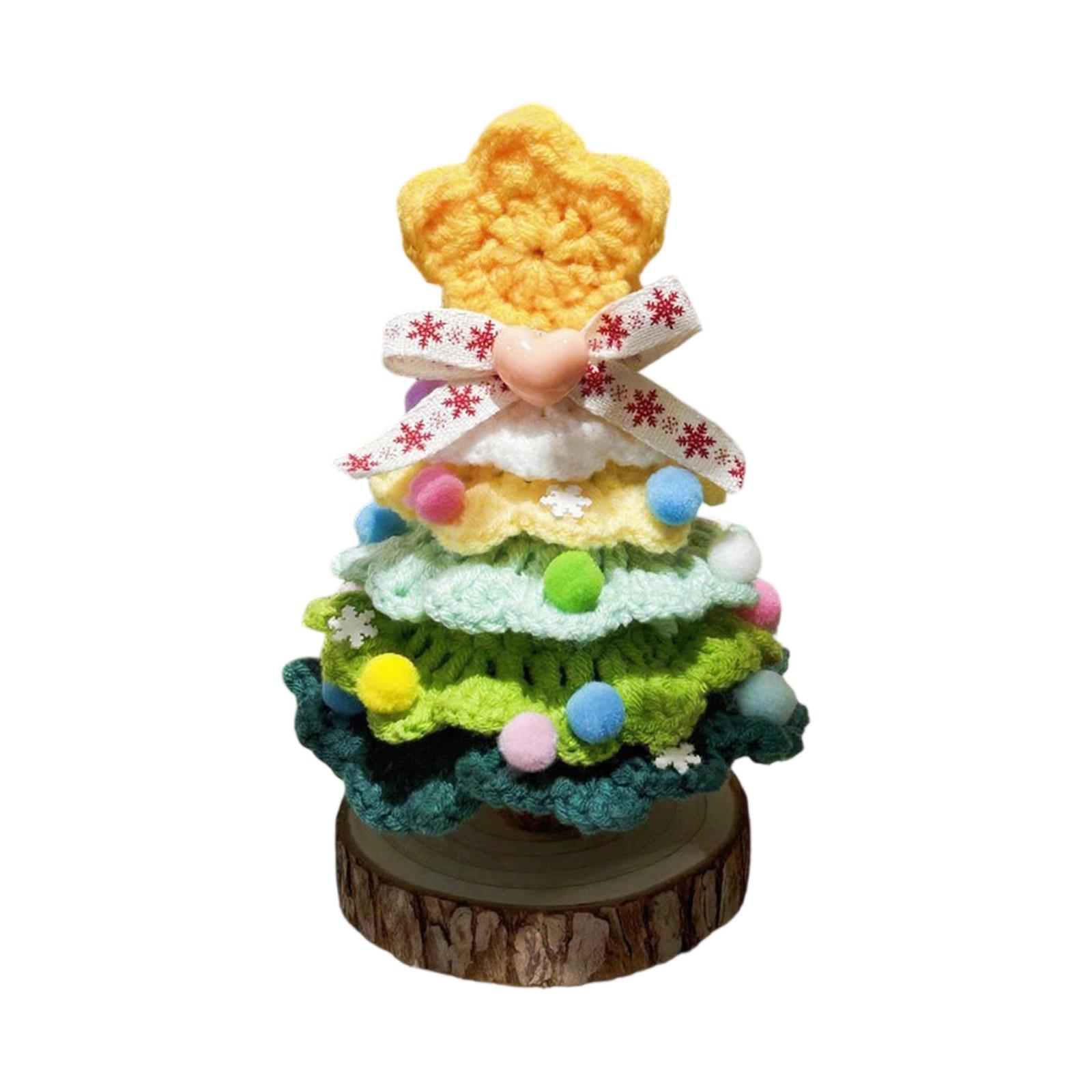 

New Christmas Decorations With Hand-woven Yarn And Crochet Small Christmas Tree Desktop Ornaments Scene Arrangement One Size