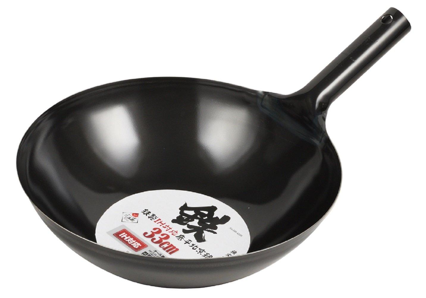 

Pearl Metal Wok, Black, 33cm, Iron, Induction Compatible, Flat Bottom, Beijing Wok, HB-4226