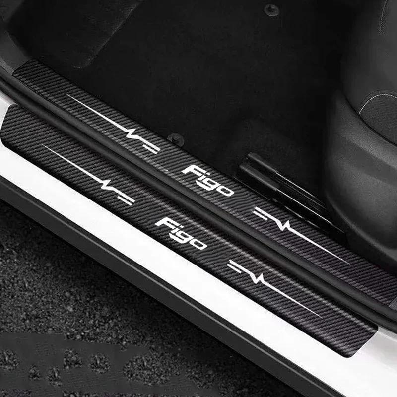 AJX1 For Ford FIGO Logo Car Door Sill Protector Sticker Waterproof Anti Scratch Guard Plate Decal Auto Modification Accessories