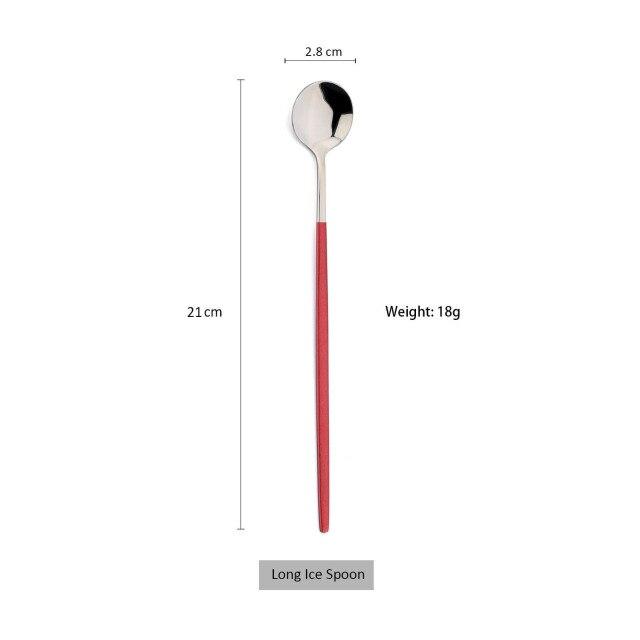 1 Pcs Dinnerware Red CutleryStainless Ste Knife Fork Spoon Cutlery Kitchen Table Flatware Tableware Silverware