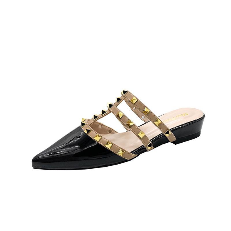 

Интернет-знаменитость Баотоу крутые тапочки женские весна-лето 2025 новые острый носок гвозди-ивы толстый каблук удобные универсальные темперамент тренд 42 чёрный