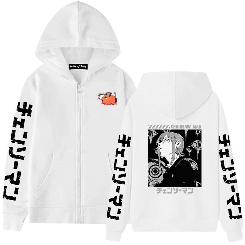 Chainsaw Man Magima Riman Plush Thickened Zipper Sweater Hoodie for Men and Women Couple