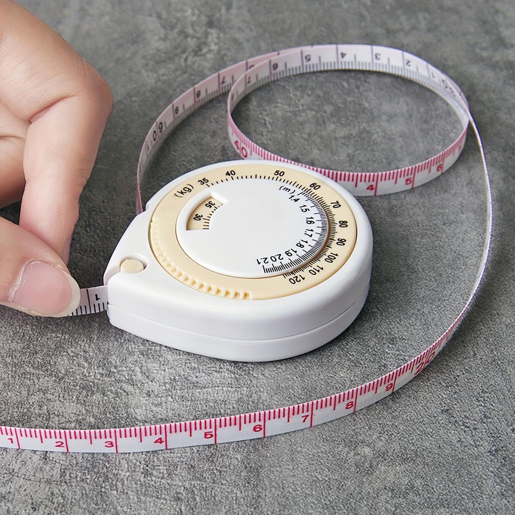 A Compact BMI Calculator Tape Measure, A 1.5-Meter/4.92-Foot Round Plastic Body Measuring Retractable Ruler, for Diet, Weight Loss, Fitness,