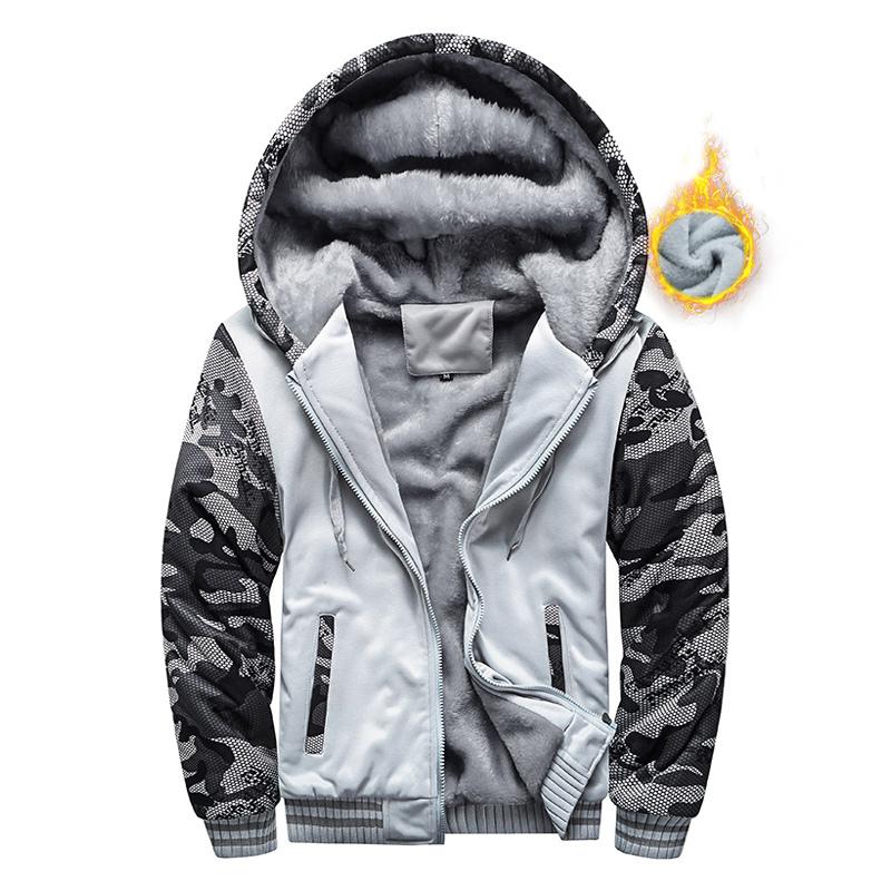 

Мужская толстовка с капюшоном, осенне-зимняя, бейсбольного кроя, свободная, бархатная, утолщенная, камуфляжная, с карманом на молнии, контрастный принт, топ S серый