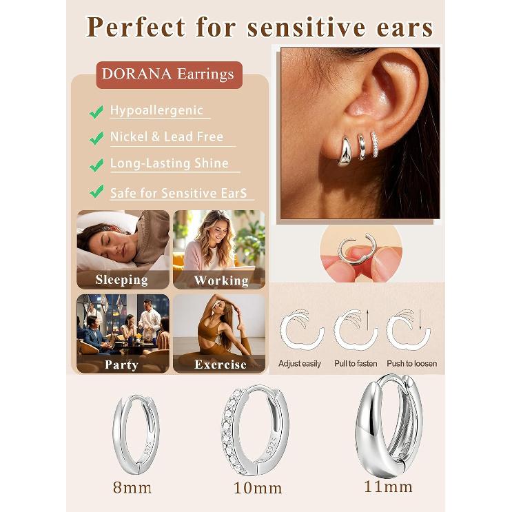 30 Paar klobige goldene Creolen für Damen, Multipack Schmuck für Geschenk | Mehrere Stile, zum Stapeln, leicht, 14K Gold-beschichtet, Hypoallergen,