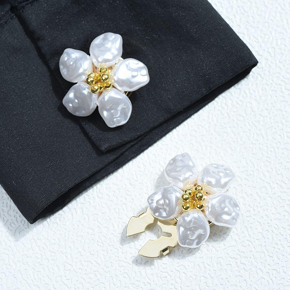 Rhinestone Pearl Flower Button Covers Alloy Cufflinks Button Cover  for Shirt Dress Decoration