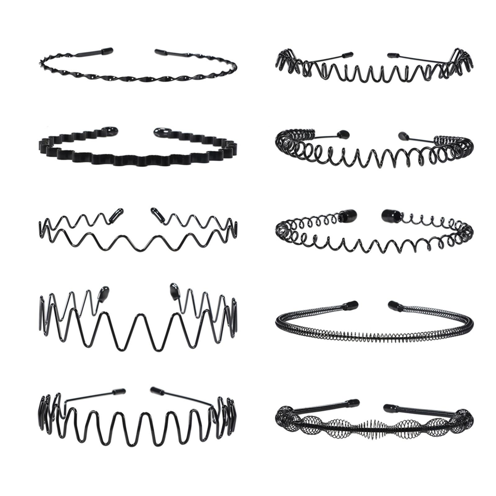 

Металлическая мужская женская спортивная повязка на голову, обруч, расческа для волос, волнистая черная повязка на голову чёрный