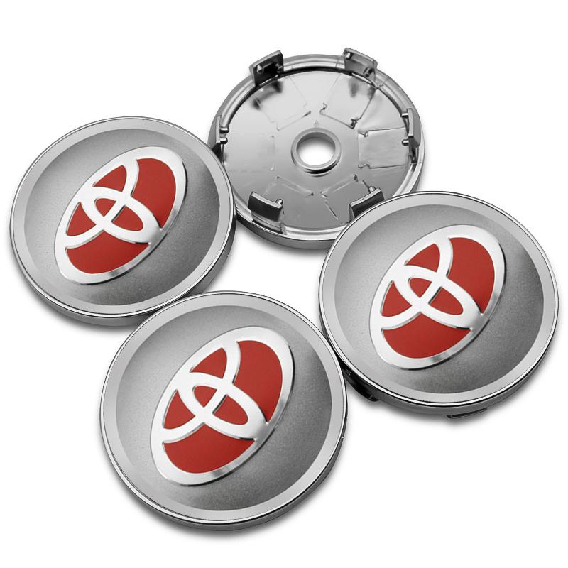 4 Stück 56+60mm Auto Radnaben-Plaketten Aufkleber Mittelkappen Felgenabdeckung Auto Zubehör Für Toyota Prado Yaris Hilux Verso Fortuner Supra