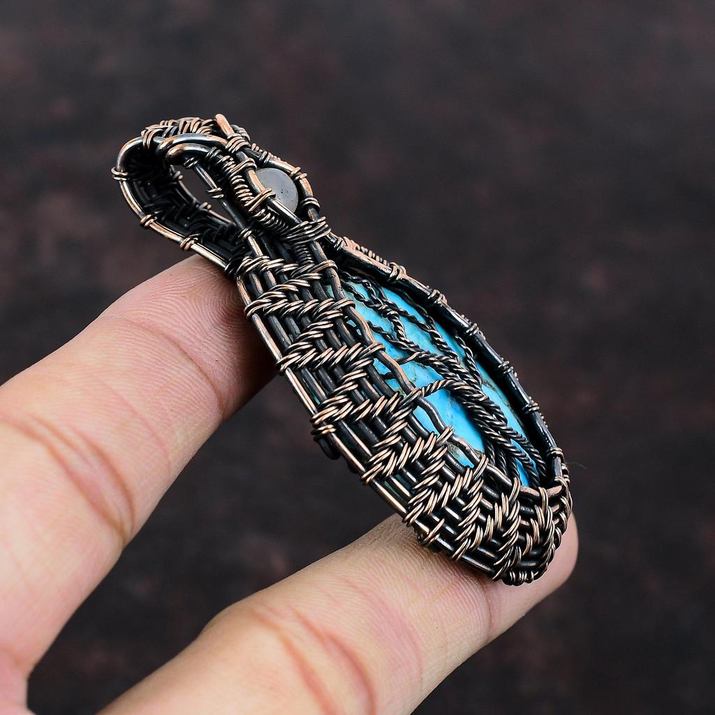 Tree Of Life Tibetan Turquoise Pendant Copper Wire Wrapped Pendant Moonstone Pendant Handmade Copper Jewelry Gemstone Pendant Gift For Women
