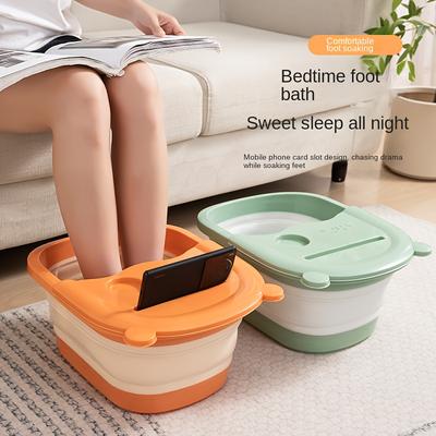 1pc Foldable Foot Bath Tub with Built-in Massager - Large Relaxation Pool for Soaking, No Electricity Needed, For Home Bathroom