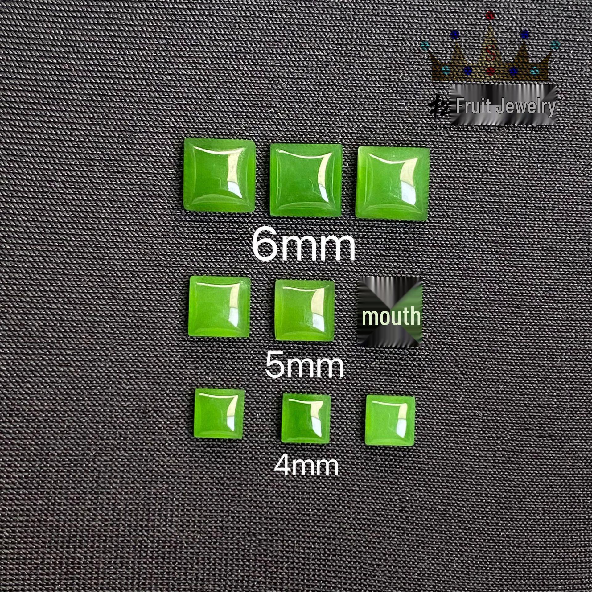 5A Grade Natural Spinach Green Hetian Jasper Square Polished Loose Stone Ring Face Square 4x4 mm
