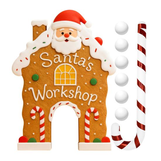 Yousheng Christmas Gingerbread Golf Game Set Indoor Party Activity Golf Game with Candy Cane Club And 6 Balls Holiday Party Games for Family Kids