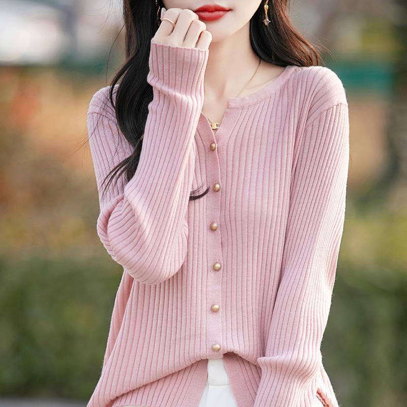 Women's Lightweight 50% Wool 50% Mulberry Silk Cardigan - 4-Season Versatile Knitwear for All-Year Comfort & Style