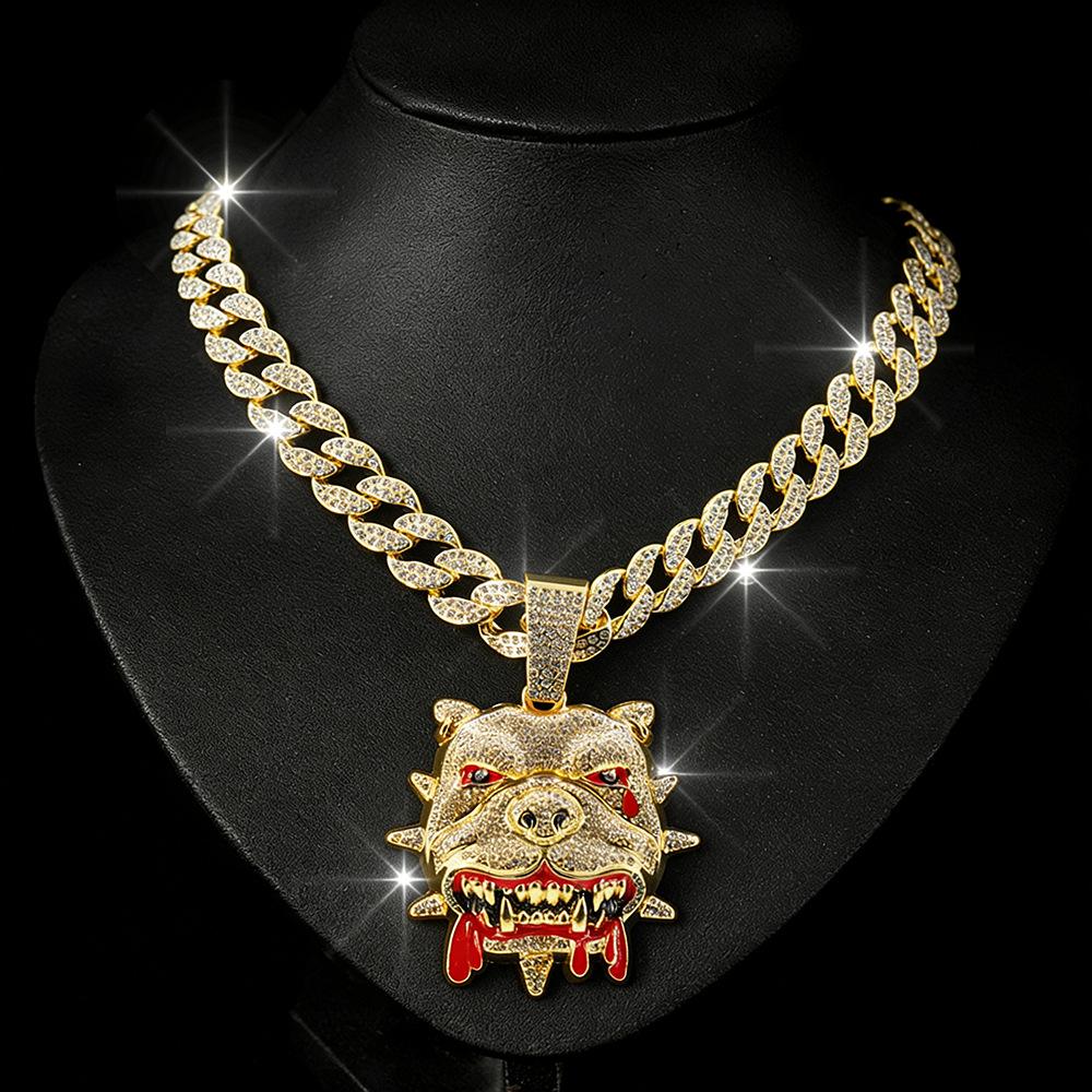 European and American new products are hot-selling hip-hop personality bulldog pendant necklace trend personality fashion cool men's accessories
