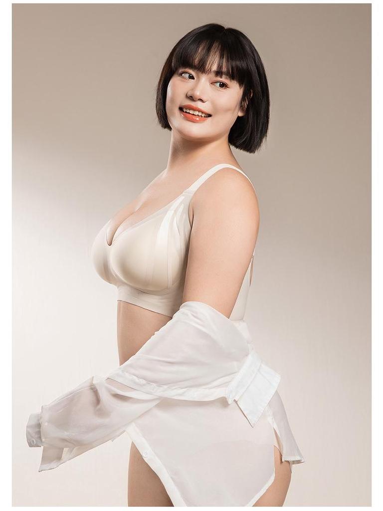 Seamless V-Neck Minimizer Bra: Wide-Strap, Plus-Size, Jelly EF Cup