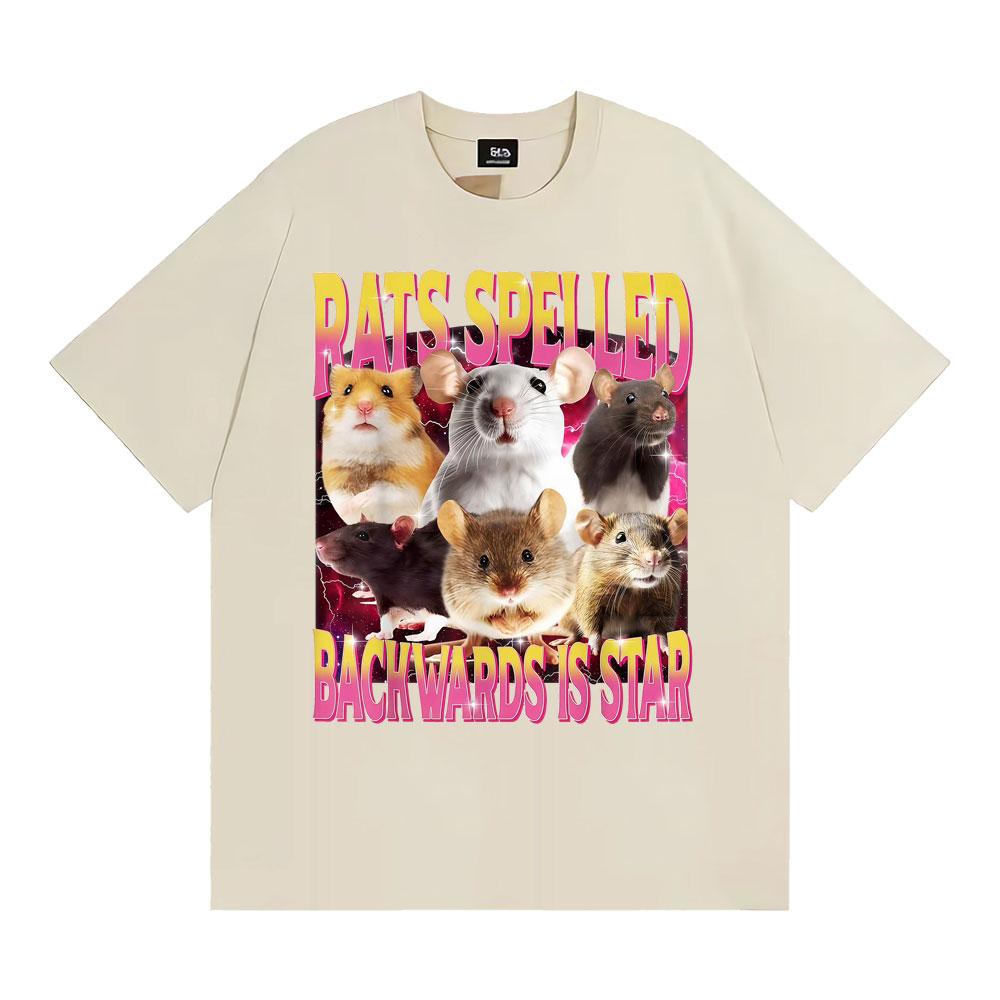 Rats Spelled Backwards Is Star Funny Rat Meme T Shirts Unisex Women Retro Humor Short Sleeve Tshirts Oversized Cotton Tshirt