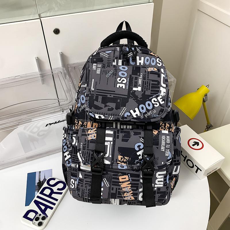 Schoolbag graffiti color printing fashion trendy cool college student schoolbag new leisure travel large capacity backpack