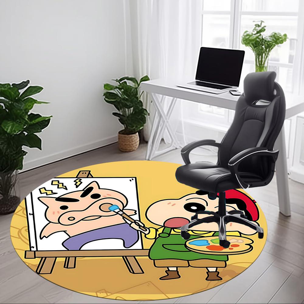 1pc Crayon Shin-chan Buriburizaemon Office Round Area Rug, Under Office Chairs Bedroom Living Room Home Decor, Available in Various Sizes0