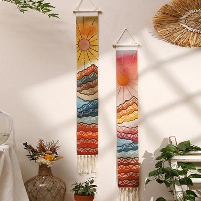 Heißer Bergwandteppich Sonnenaufgang und Sonnenuntergang Ästhetisch Boho Heimdekoration Zimmerdekorationen Makramee Wandbehang Dekor Heimzimmer