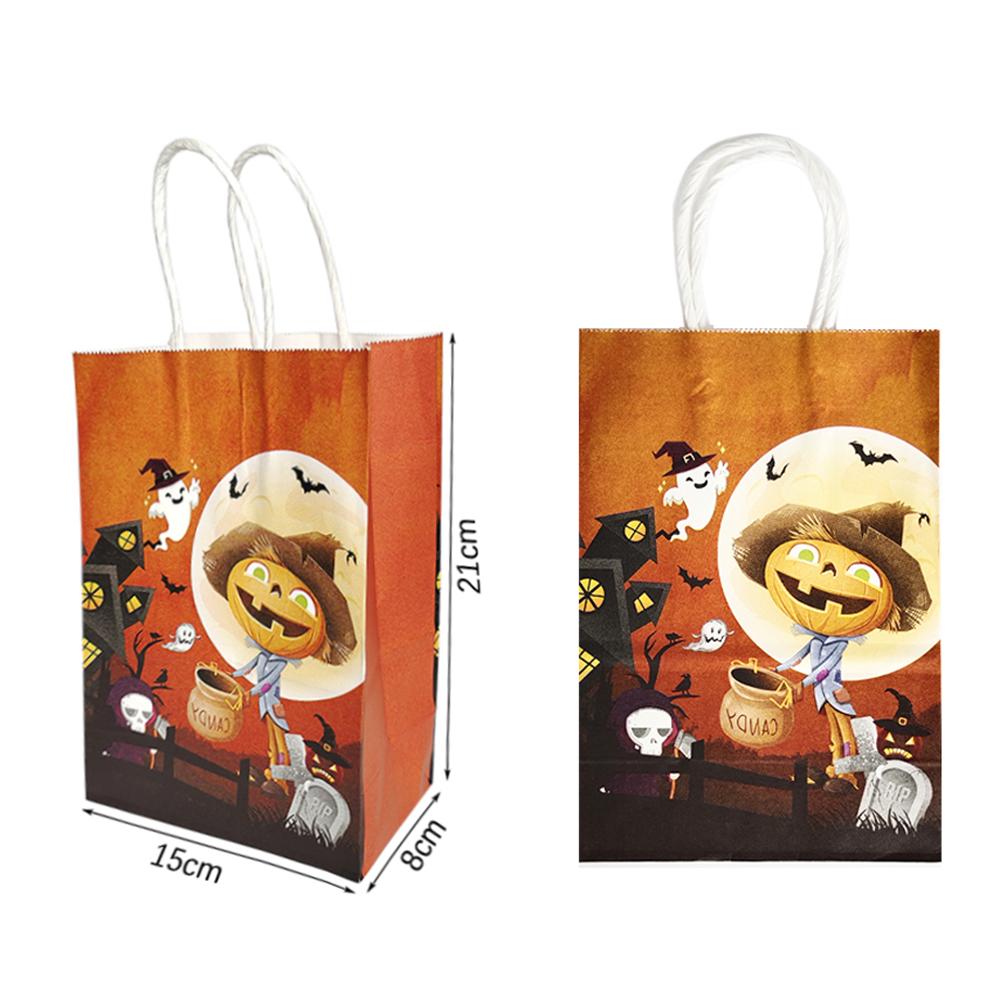 6 יחידות שקיות ממתקים נייר ליל כל הקדושים שקיות מתנה רפאים דלעת לילדים חבילת טריק או פינוק אספקת קישוט מסיבת ליל כל הקדושים