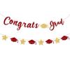 Glittering Congrats Grad Banner Graduation Party Ornament Hanging Decoration for Class of Graduation Celebration