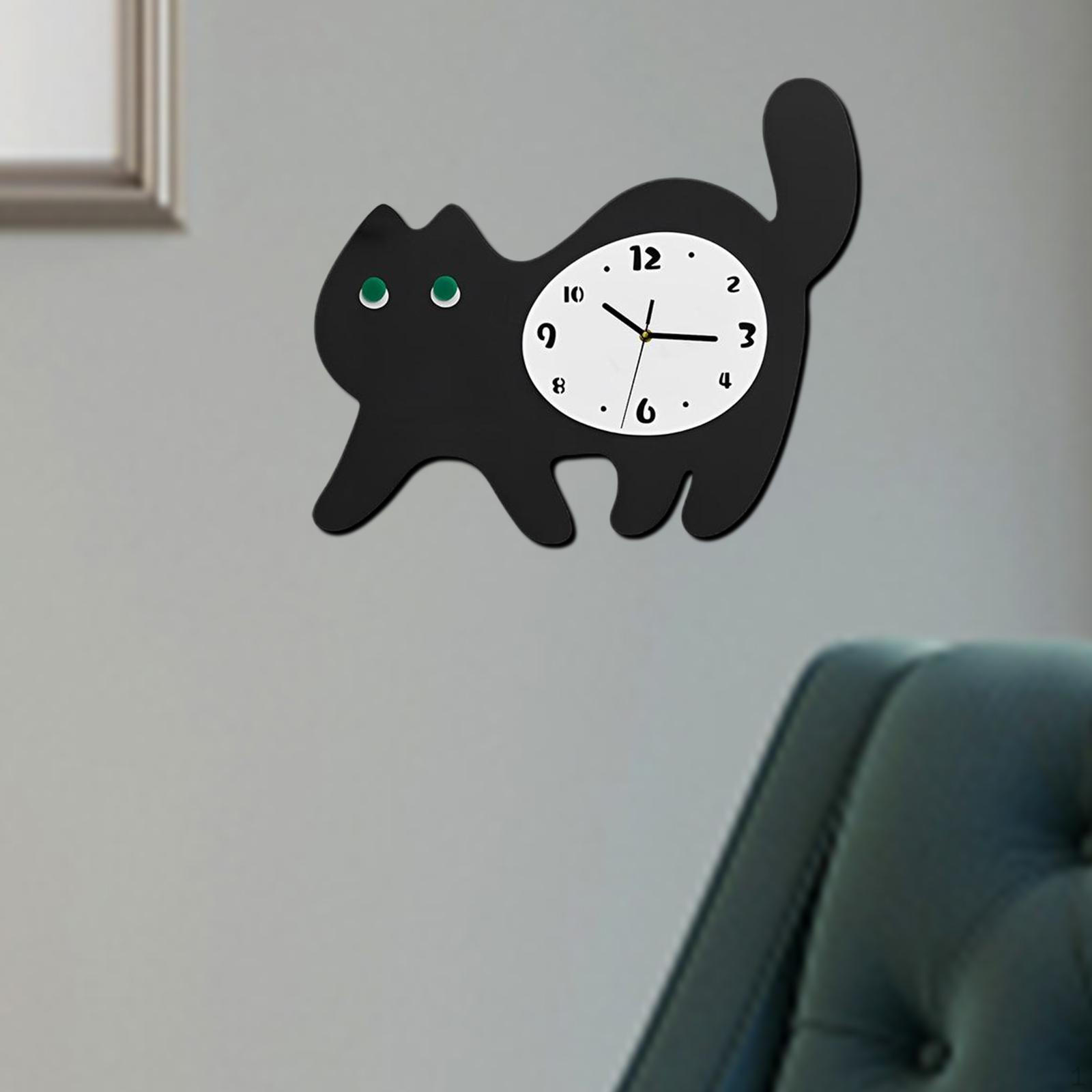 

Часы Мультфильм Милый Котенок Тихий Обеденный Ванная Комната Отель Украшения Квартира чёрный