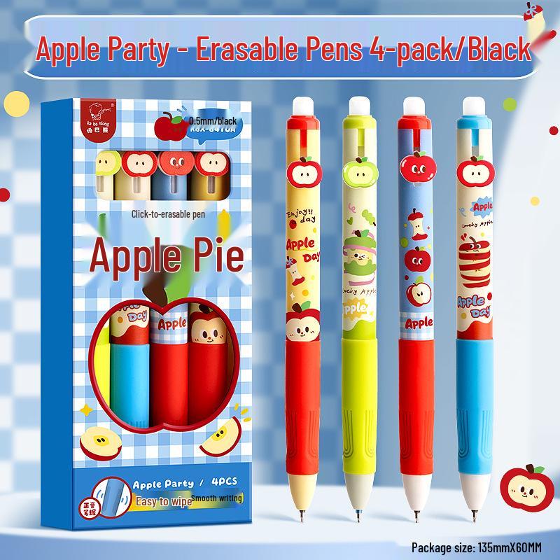 

Гелева ручка Apple Party, що стирається, для дітей з м яким грипом для корекції постави, чорне кришталево-синє чорнило 0.5mm