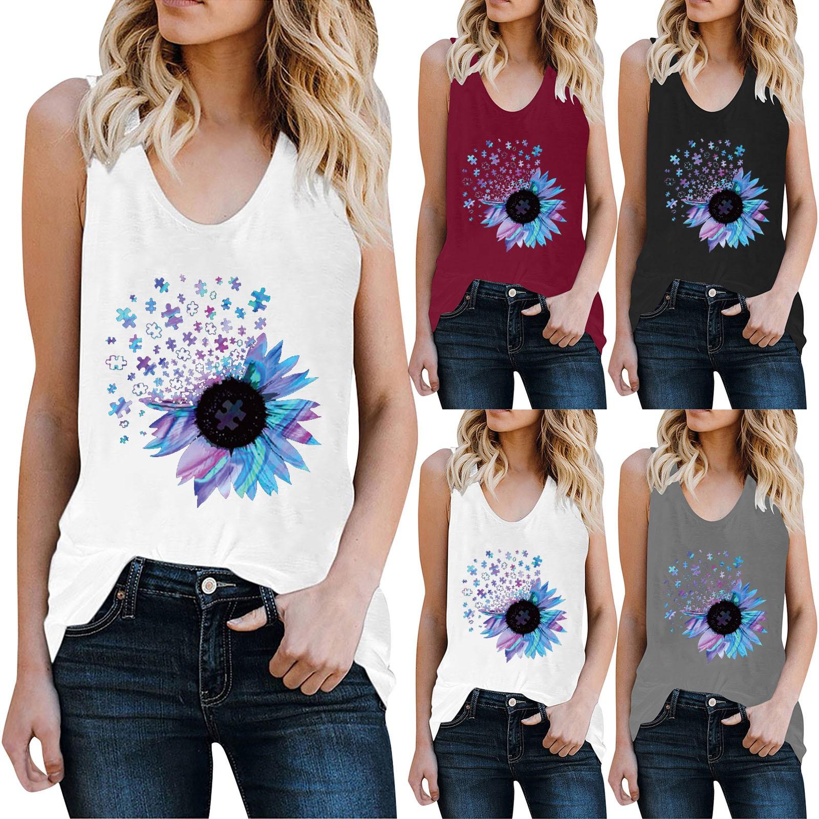 

Женщины Мода Лето Сексуальный Безрукавный Печатный Жилет Танк Топ