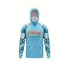 Men‘s Long Sleeve Hooded Fishing Shirt with Face Mask, Letter Print On Front, Breathable Quick Dry Lightweight Outdoor Top