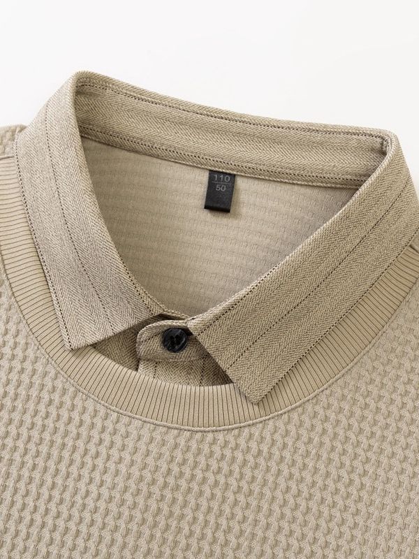 Fake Two-Piece Long-Sleeved Sweater Men's Undershirt New Knitwear Top Autumn and Winter Thickening Sweater