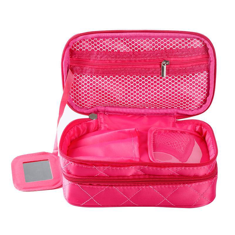 Double-Layer Diamond Waterproof Travel Cosmetic Bag - Large Capacity Nylon Storage Box